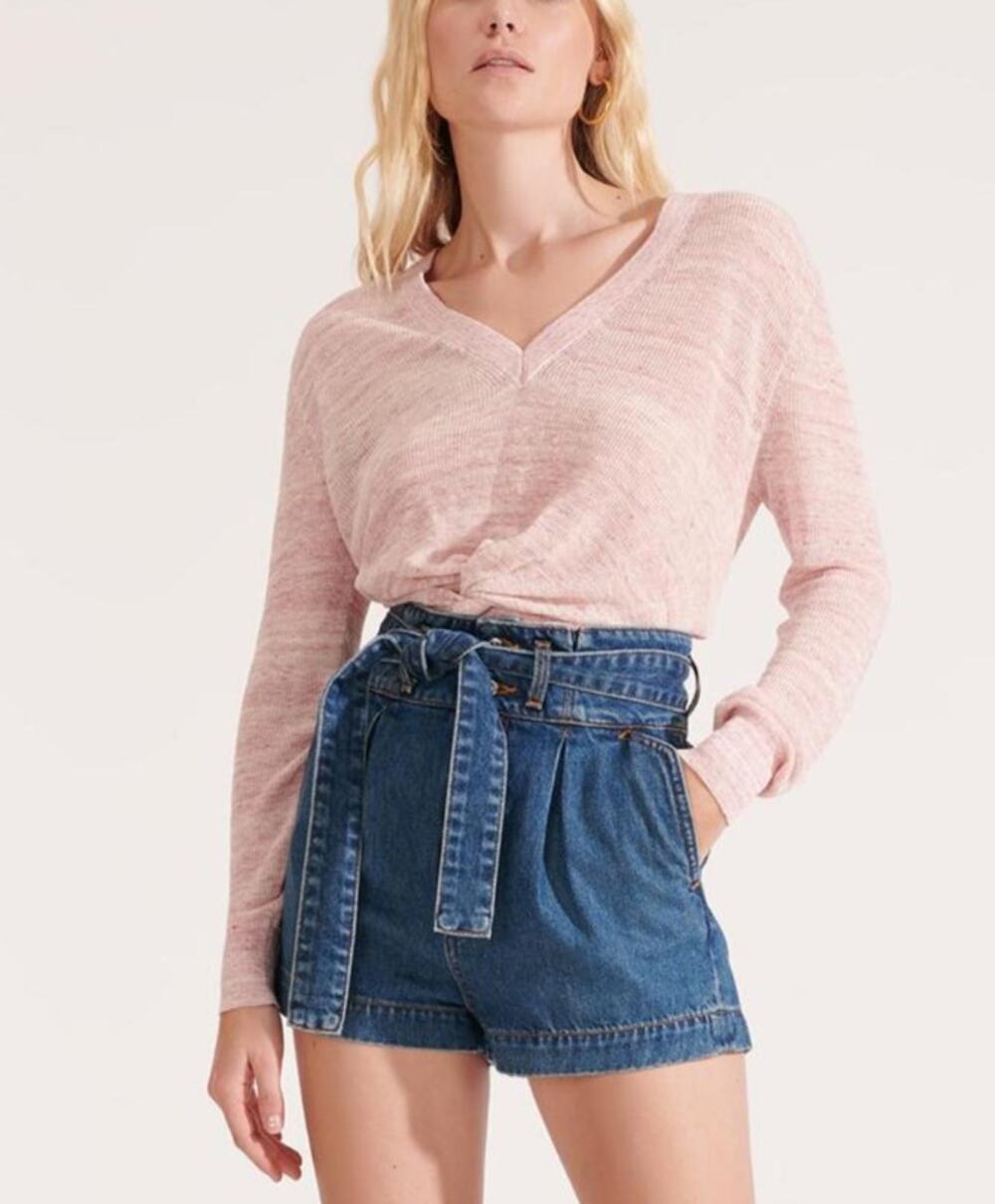 Veronica Beard Soren Twist Front Sweater Heathered Pink Size Large